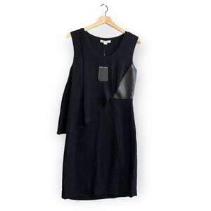 NWT Alexander Wang Black Sheath‎ Dress with Leather Inset, Size 10